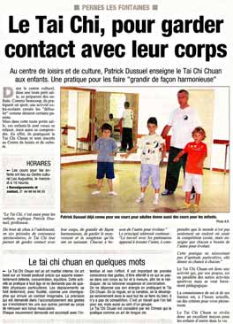 Article de Presse Taï Chi Chuan pour les enfants
